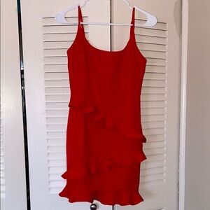Hello Molly Elegant Red Ruffle Dress NWT